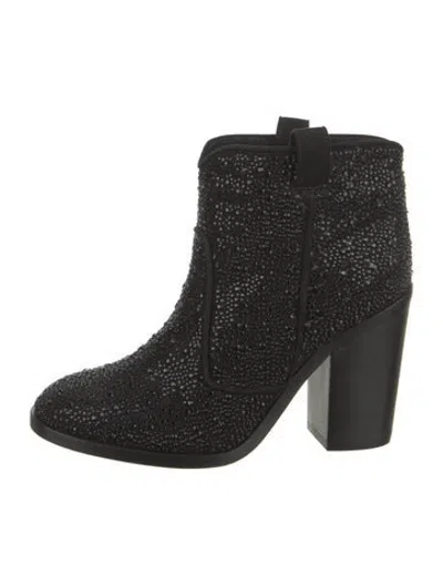 Pre-owned Laurence Dacade Crystal Patterned Western Boots In Black