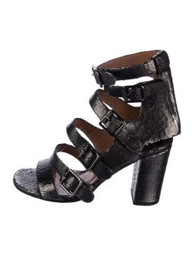 Pre-owned Laurence Dacade Leather Animal Print Sandals In Blue