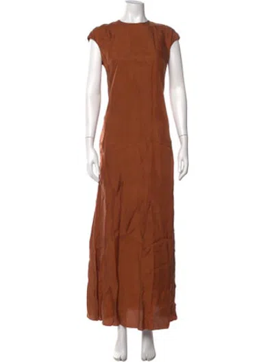 Pre-owned L'autre Chose Crew Neck Long Dress In Brown