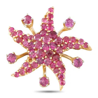 Lb Exclusive 14k Rose Gold 2.50ct Ruby Star Brooch Mf02-091126 In Pink