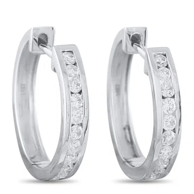 Lb Exclusive 14k White Gold 0.50ct Diamond Huggie Earrings Aer-14253r In Gray