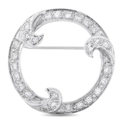 Lb Exclusive 14k White Gold 0.60ct Diamond Brooch Open Circle Brooch Mf12-070726 In Metallic