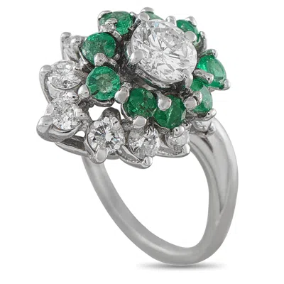 Lb Exclusive 14k White Gold 0.90ct Diamond And Emerald Ring Mf21-080426