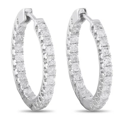 Lb Exclusive 14k White Gold 1.0ct Diamond Inside-out Hoop Earrings Aer-4633r In Metallic