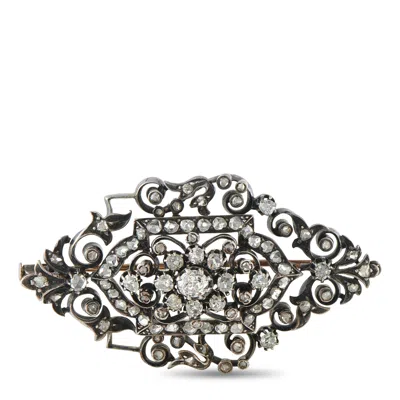 Lb Exclusive 14k White Gold And Silver 1.0ct Diamond Victorian Brooch Mf05-082425