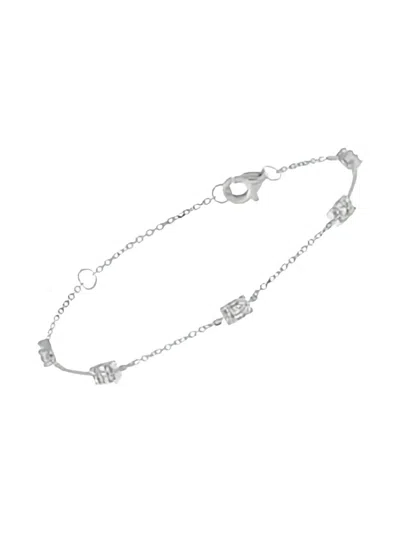 Pre-owned Lb Exclusive 14k White Gold Diamond Bracelet In Silver