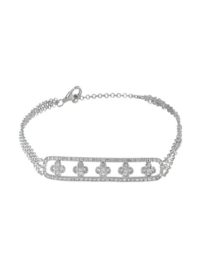 Pre-owned Lb Exclusive 14k White Gold Diamond Bracelet In Silver