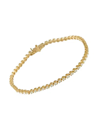 Pre-owned Lb Exclusive 14k Yellow Gold Diamond Tennis Bracelet