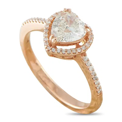 Lb Exclusive 18k Rose Gold 1.10ct Diamond Heart Halo Ring Mf10-081226