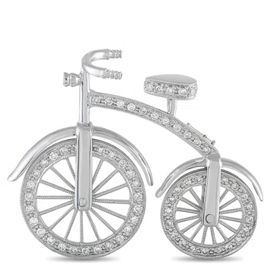 Lb Exclusive 18k White Gold 1.10ct Diamond Brooch Mf15-100826 In Metallic