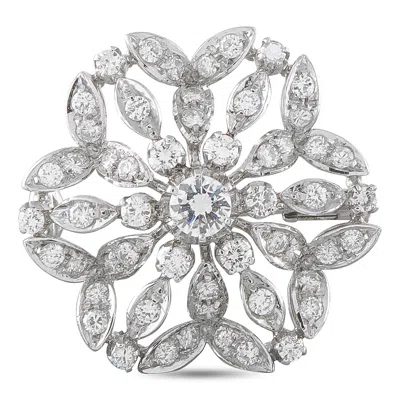 Lb Exclusive 18k White Gold 1.5ct Diamond Cluster Brooch Mf15-080426 In Metallic