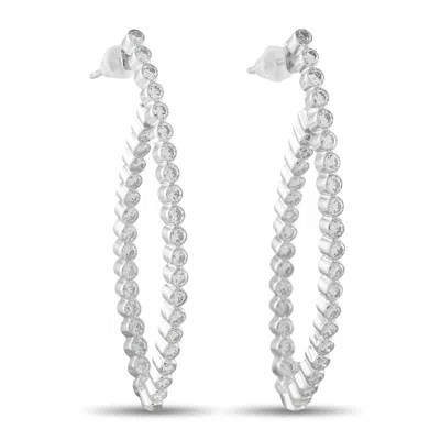 Lb Exclusive 18k White Gold 2.20ct Diamond Hoop Earrings Mf20-080726