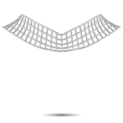 Lb Exclusive 18k White Gold 25.20ct Diamond Lattice Choker Necklace Mf05-070626