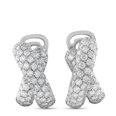 Lb Exclusive 18k White Gold 3.33ct Diamond Crossover Earrings Mf27-070926