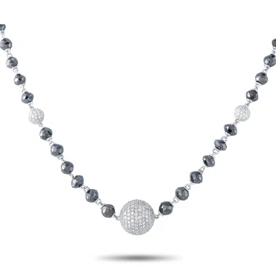 Lb Exclusive 18k White Gold 47.25ct White And Black Diamond Beaded Necklace Mf09-080426