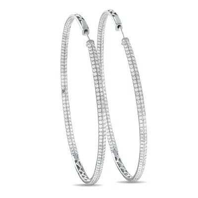 Lb Exclusive 18k White Gold 5.20ct Diamond Inside-out Hoop Earrings Mf12-070626 In Metallic