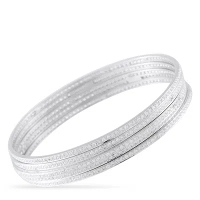 Lb Exclusive 18k White Gold Diamond 6.50ct Bangle Bracelet Set Mf19-090226 In Metallic