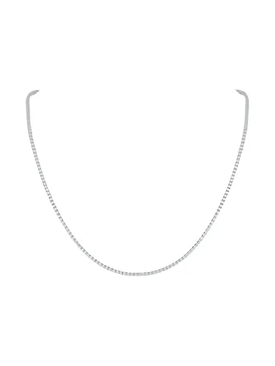 Pre-owned Lb Exclusive 18k White Gold Tennis Diamond Necklace In Silver