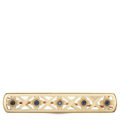 Lb Exclusive 18k Yellow Gold Sapphire And Carved Stone Bar Brooch Mf11-070626
