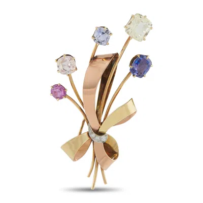 Lb Exclusive Antique 14k Two-tone Gold 9.0ct Sapphire And Diamond Brooch Mf25-080326