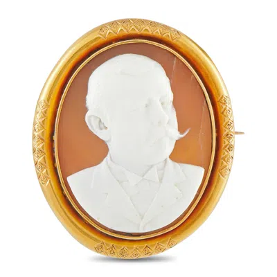 Lb Exclusive Antique 14k Yellow Gold Hardshell Cameo Brooch Mf16-091426
