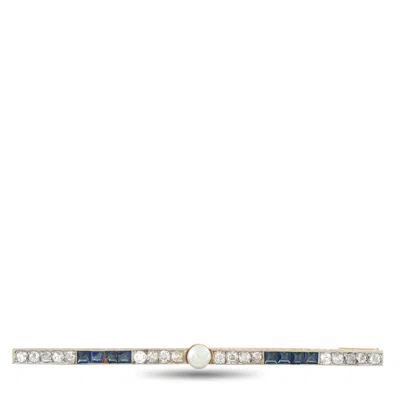 Lb Exclusive Antique 18k Yellow Gold 1.40ct Diamond And Sapphire Brooch Mf16-081226