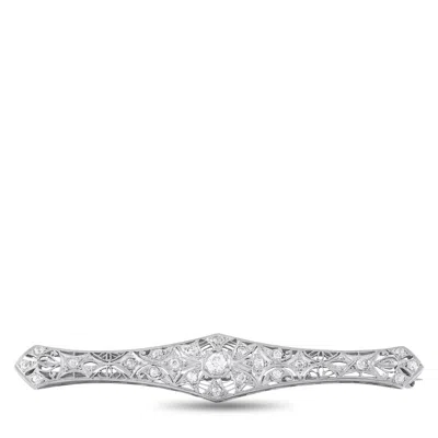 Lb Exclusive Antique Platinum And 14k Yellow Gold 0.75ct Diamond Brooch Pin Mf20-080526 In Metallic
