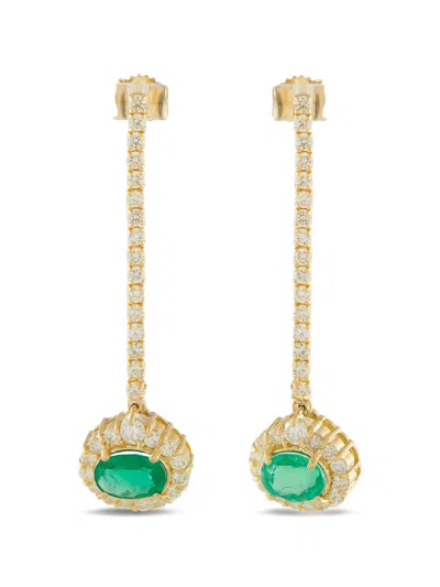 Pre-owned Lb Exclusive Diamond Emerald Drop Earrings In Gold