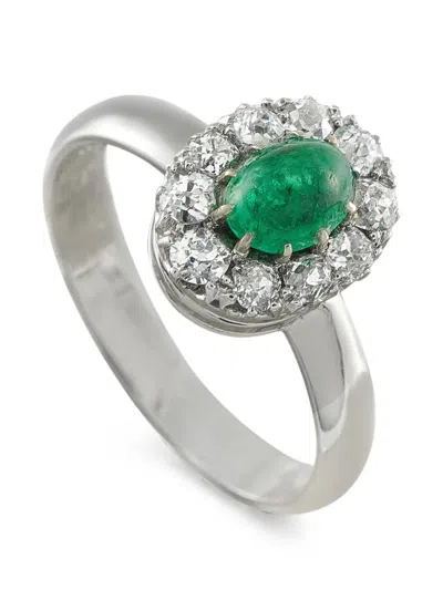 Pre-owned Lb Exclusive Emerald And Diamond Ring In 银色