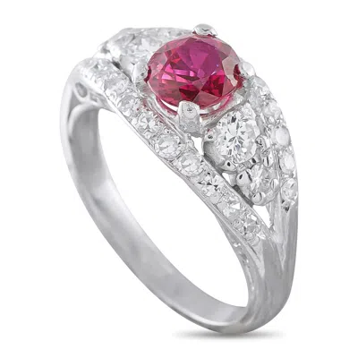 Lb Exclusive Platinum 0.60ct Diamond Ruby Ring Mf17-072826 In White