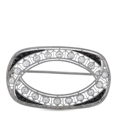 Lb Exclusive Platinum 0.80ct Diamond And Sapphire Brooch Mf16-070126 In Metallic