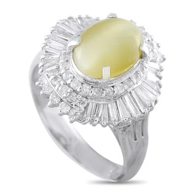 Lb Exclusive Platinum 0.82ct Diamond And Cat's Eye Cocktail Ring Mf21-082526 In White