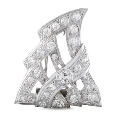 Lb Exclusive Platinum 1.30ct Diamond Brooch Mf04-081126 In Metallic