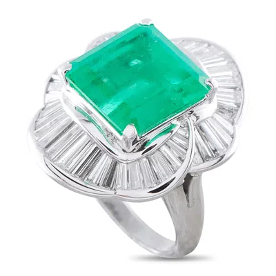 Lb Exclusive Platinum 2.70ct Diamond And Emerald Ballerina Ring Mf07-100526 In White