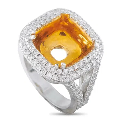 Lb Exclusive Platinum And 18k Yellow Gold 0.80ct Diamond Halo Mounting Ring Mf13-082026 In White