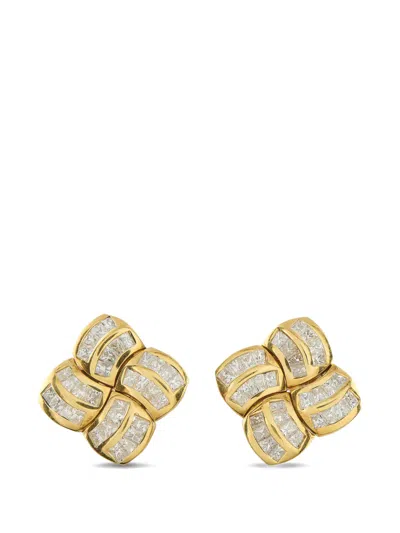 Pre-owned Lb Exclusive Quad Diamond Earrings In Gold