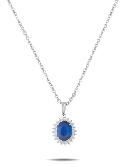 Pre-owned Lb Exclusive Sapphire And Diamond Necklace In Silver