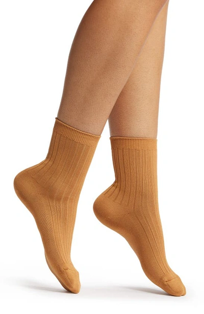 Le Bon Shoppe Her Cotton Blend Rib Crew Socks In Brown