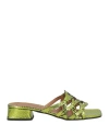 Le Gazzelle Woman Sandals Green Size 10 Leather In Gray