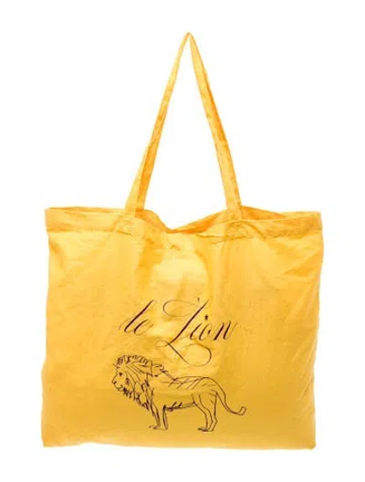 Pre-owned Le Lion Canvas Tote In Yellow