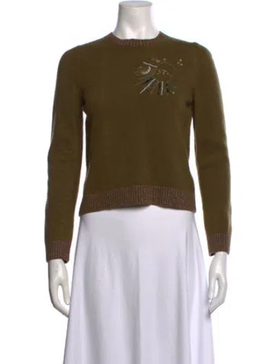 Pre-owned Le Lion Wool Graphic Print Sweater In Green