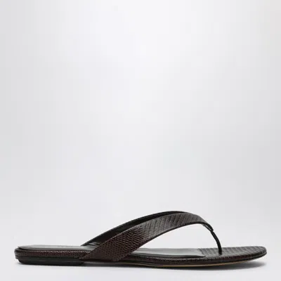 Le Monde Beryl Brown Leather Flip-flops