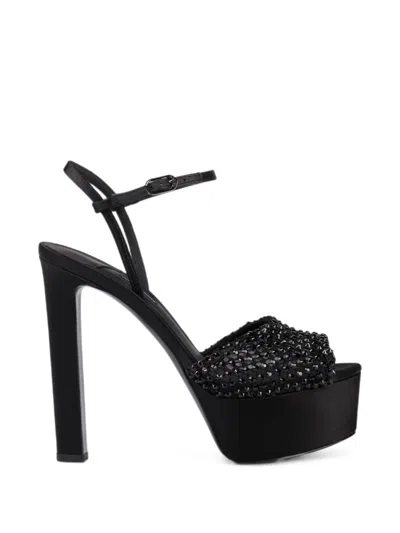 Le Silla Gilda Crystal-embellished Platform Sandals In Black