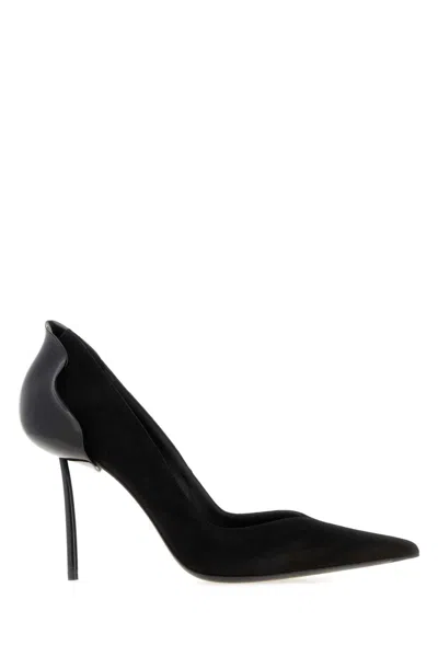 Le Silla Petalo Suede Pumps With Sculpted 10 Cm Heel In Black