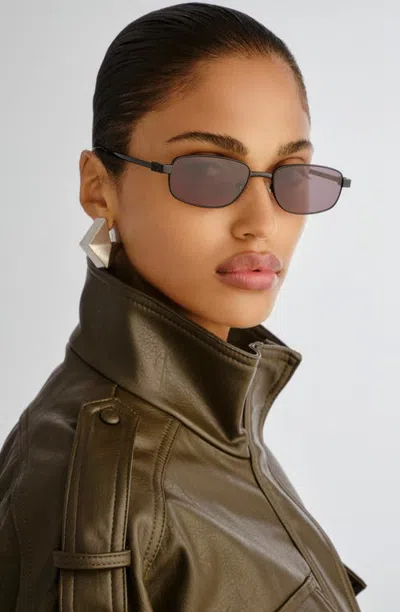 Le Specs Torrid 57mm Rectangle Sunglasses In Black/smoke Mono