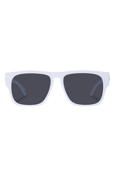Le Specs Transmission 56mm D-frame Sunglasses In White