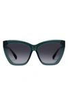 Le Specs Vamos 57mm Cat Eye Sunglasses In Emerald Green