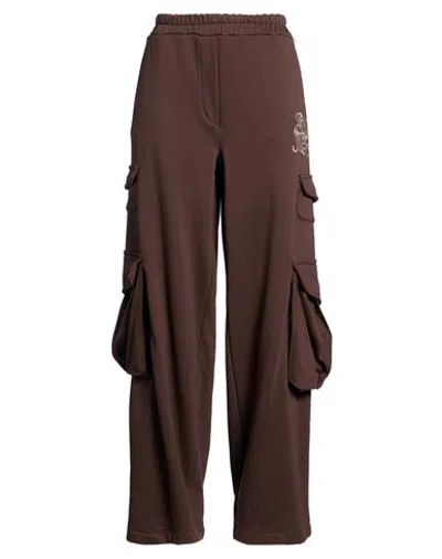 Le Streghe Woman Pants Chocolate Brown Size M Cotton
