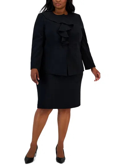 Le Suit Plus Womens 2pc Polyester Skirt Suit In Black