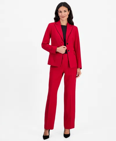 Le Suit Women's Kate Two-button Contrast Piping Jacket And Pants, 2-piece Suit In Multi